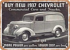 Metal Sign - 1937 Chevy Commercial Panel Truck Vintage Ad Metal Sign - 1937 Chevy Commercial Panel Truck Vintage Ad