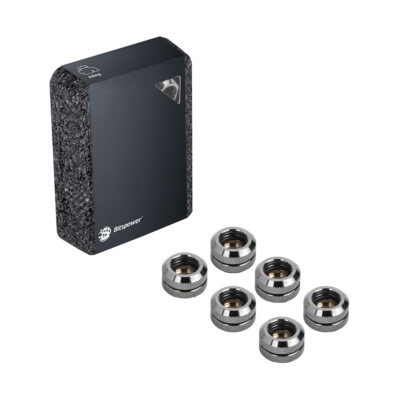 Bitspower G1/4'' Enh Multi-Link Fitting, 12mm OD, Black Sparkle, 6pk