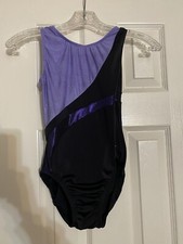 GK Elite Gymnastics Leotard Adult Small Pre-owned AS Black Purple Violet