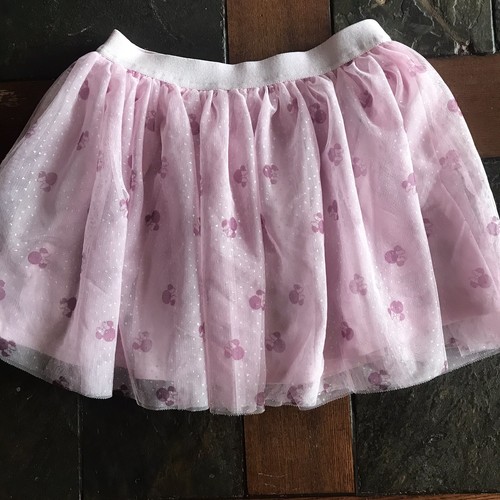 Girls Sz 7 Pink Glittery Tutu Tulle Skirt Minnie Ears Disney Junior