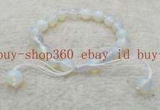 Natural 8/10/12mm White Opal Round Gemstone Beads Bracelet 7.5''