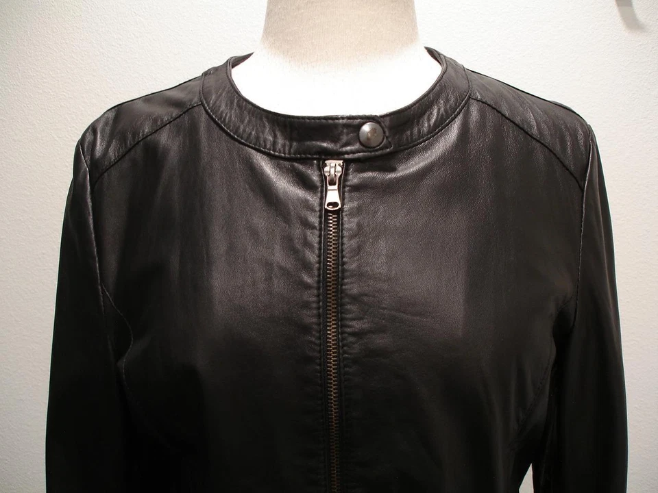 Vera Pelle Италии женщин M L мотоцикла мотоциклиста черная куртка черный молнии карманы - Изображение 2 из 4