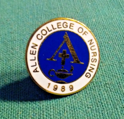 1989 Allen College Of Nursing Pin Round Metal & Enamel