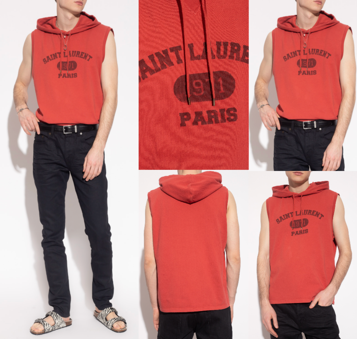 SAINT LAURENT PARIS 1971 Hoodie Hooded Vest Sweatshirt Sweater