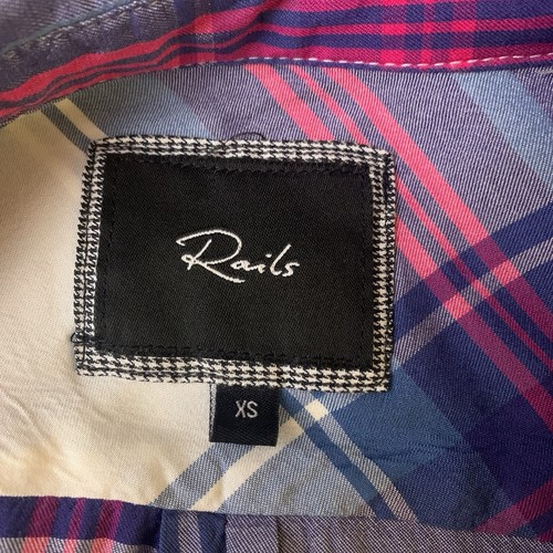 Rails Shirt Women's Size X-Small Pink Blue Plaid Colorful Button Down - Picture 3 of 7