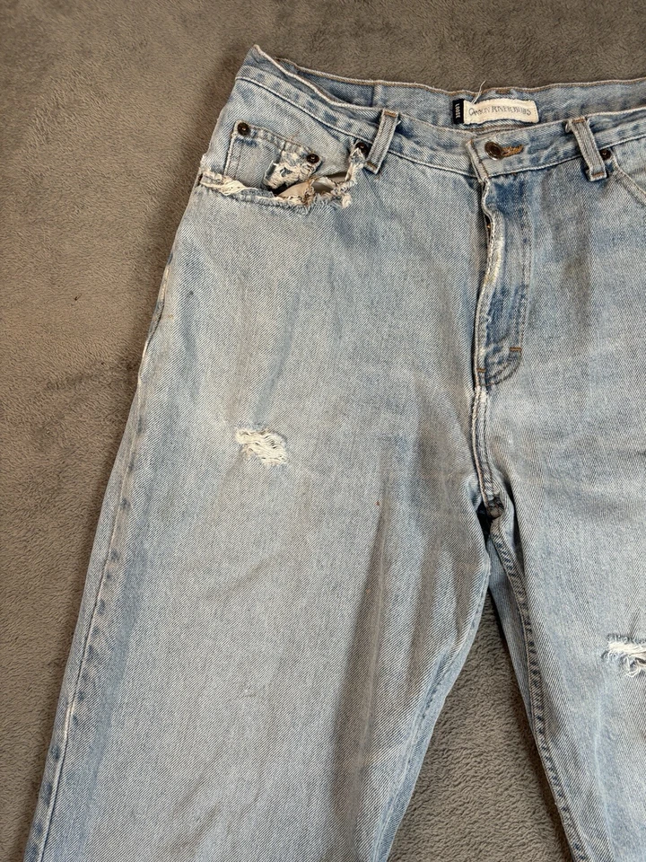 Jeans DE COLECCIÓN Canyon River Azul Para Hombre 31x32 Pierna Recta Calce Suelto Distress Años 90 Foto 4 de 4