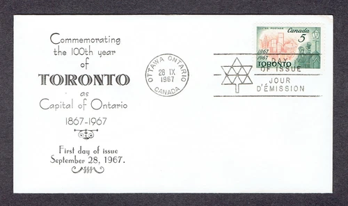 Canada FDC - 1967 - Toronto Centennial,  Scott# 475, Gammula Cachet (2)