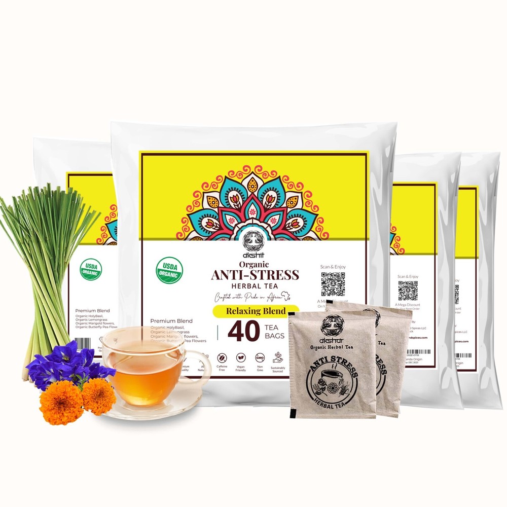 Stress Relief Tea For Relaxation, 160 Anti Stress Tea Bags, Lemongrass Tea Blend