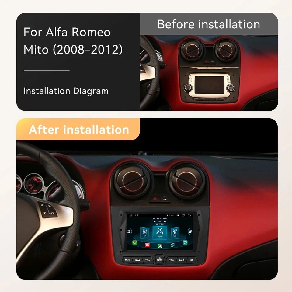Autoradio Alfa Romeo Mito 2008-2012 Carplay-Androidauto 2GB+ 32GB, Trasera + OBD - Imagen 2 de 4