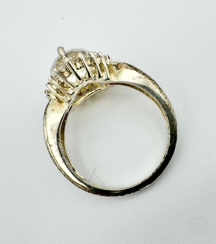 Sterling Silver Trilliant-Cut Halo Ring Size J1/2 3.6g dan373 - Picture 3 of 3