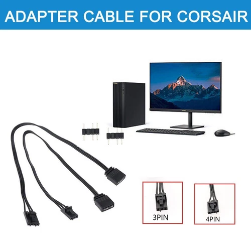 For Corsair 4 Pin RGB to Standard ARGB 5V 3 Pin Connector Adapter K5Y1 L4S5