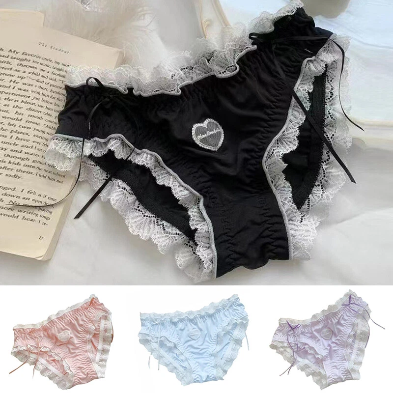 Lolita Sweet Girls Lace Panties Heart Briefs Sheer Underwear Japanese  Underpants