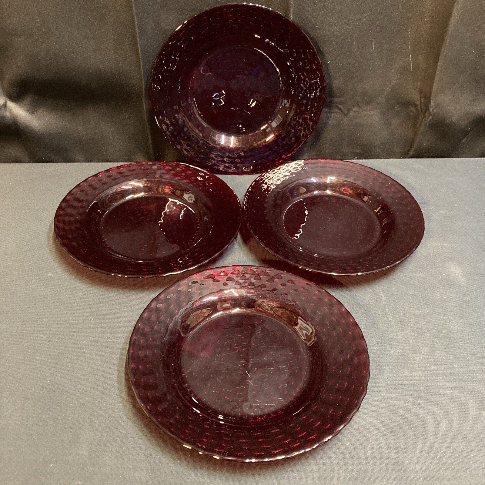 Ruby Red 7.75 Inch Glass Dessert Plates Set of 4