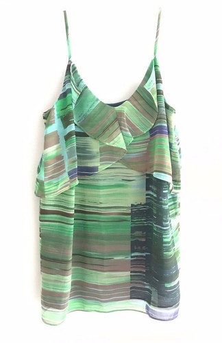 Canotta Cabi donna taglia XS verde rossa svolazzante pied de poule senza maniche - Foto 12 di 29