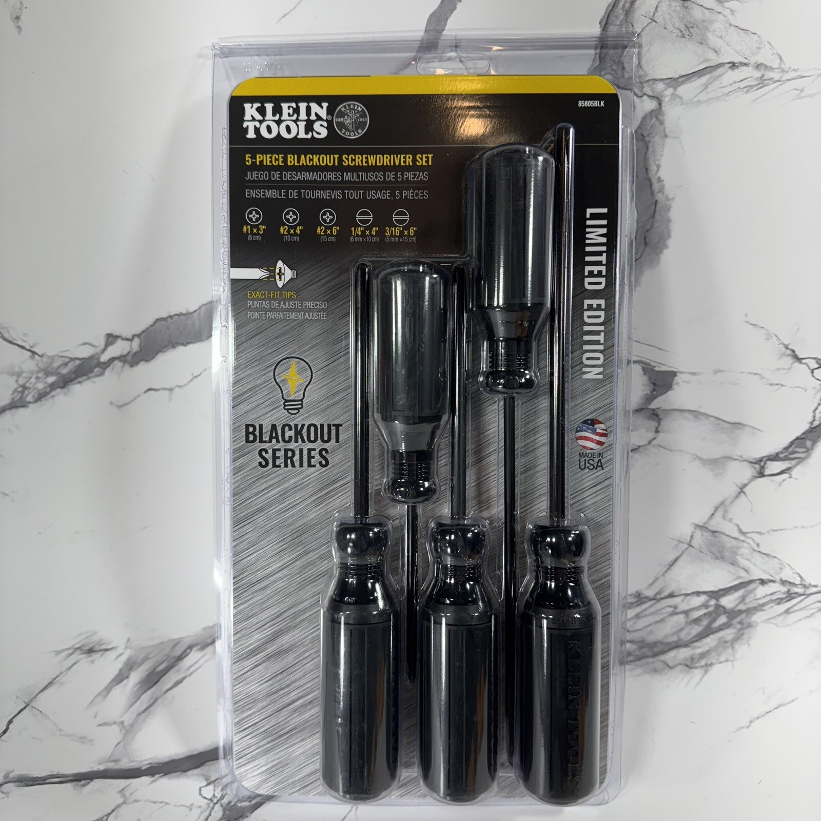 KLEIN Tools 5 Piece Blackout Series Screwdriver Set Limited Edition Made in USA!