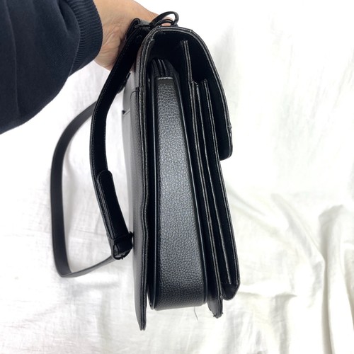 Black Faux Leather Portfolio Crossbody Bag Messenger Briefcase Shoulder Handle - Picture 5 of 11