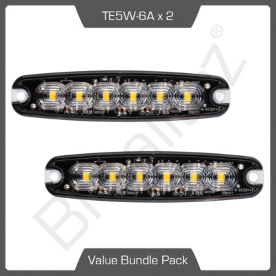 2 x ultradünnes 5W Grill/Richtung Strobe Licht ECE R10 R65, 6-LED, Strobe, gelb