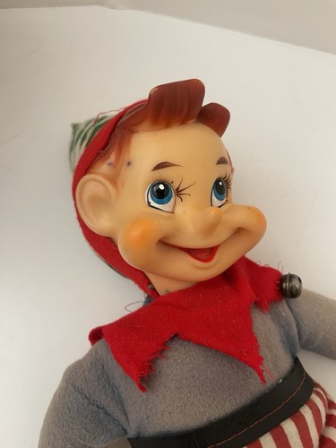 Vintage Rubber Face Plush Christmas Elf Pixie 12" Rushton? - Picture 13 of 14