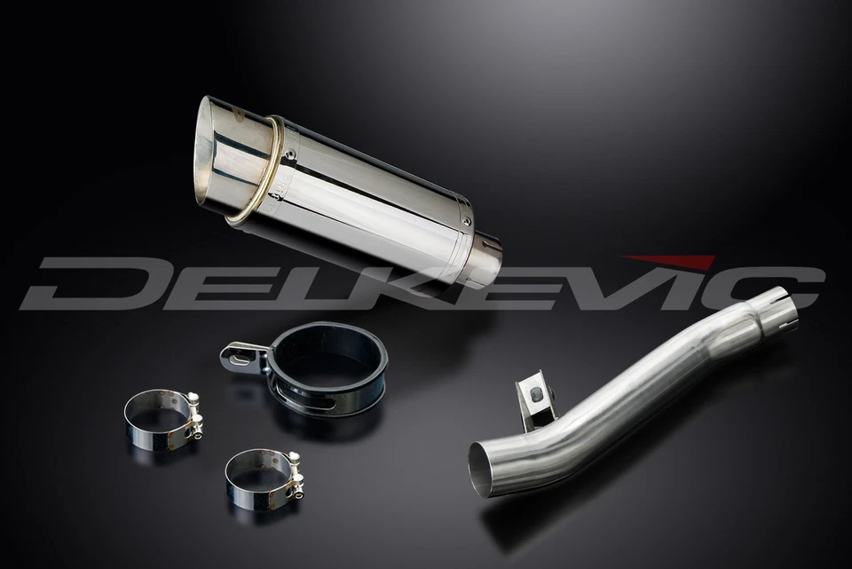 Suzuki GS500 E/F 1989-2009 Kit de silenciador de escape redondo de acero inoxidable deslizable de 8" Foto 3 de 4