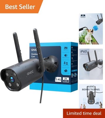 Wireless 2K Security Camera -  Waterproof, Motion Detection & Night Vision