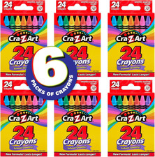 Crayons, Bulk Pack, 24 Count, 6 Packs of Crayons, Bulk School Supplies for Class