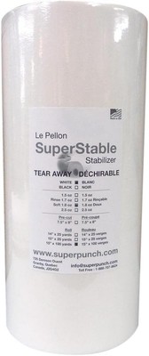 Superpunch Soft Tear Away 1.8 oz Stabilizer, 15'' x 100 yards roll, White 