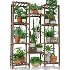 Bamworld Plant Stand Outdoor Metal Plant Shelf for Multiple Plants Large Plant
