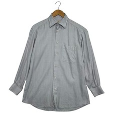 Ermenegildo Zegna Dress Shirt Mens 39 15 1/2 Blue Geometric Designer Office