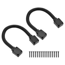 2Pcs Armored Door Cord with Aluminum End Cap Set 16" Length 0.8" OD, Black