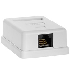 1 Port Cat6 Surface Mount Box RJ45 Ethernet Cable Wall Junction Single White