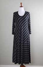 COMFY USA Brand $138 Striped Super Soft Stretch Midi A-Line Tee Dress Size 1X