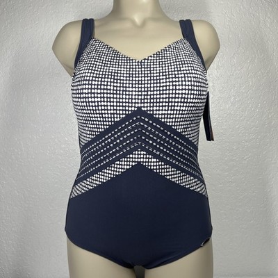 Sunflair One Piece Swimsuit 10F Navy Blue No Padding Underwire Resort Vacation