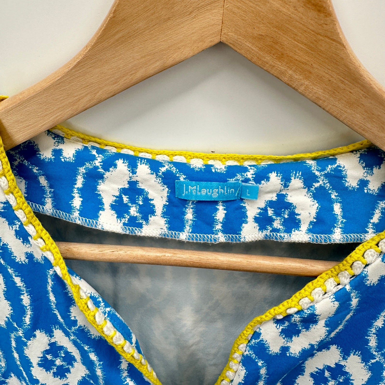 J. MCLAUGHLIN Blue White Pattern Stretch Shift Dr… - image 4