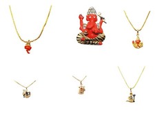 Gold plated meena God deity Immense Wealth Prosperity Pendant with chain