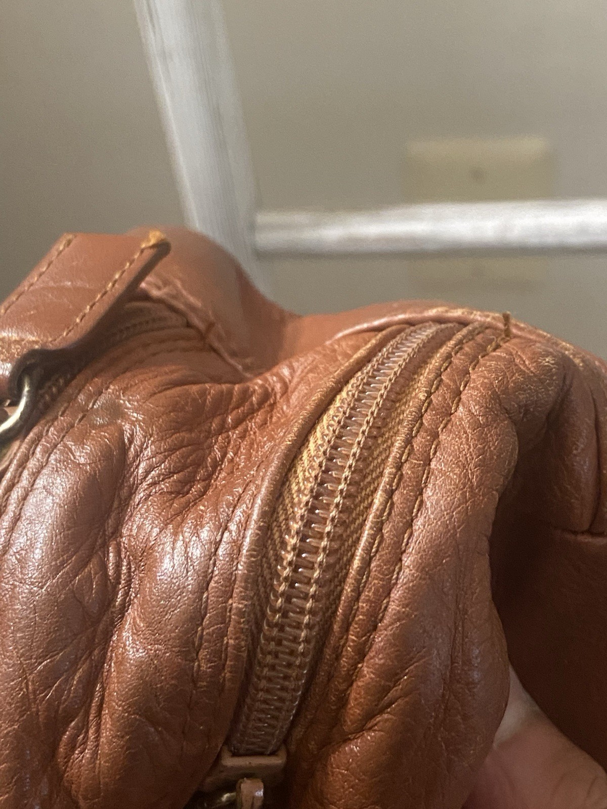 Prada Brown Leather Large Nylon Lined Vanity Dual… - image 15