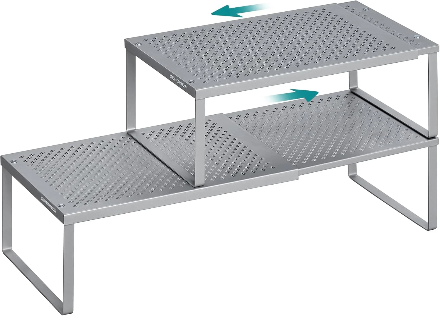 Spice Racks 2-Pack Expandable Kitchen Countertop Shelves Small Organizers Silver