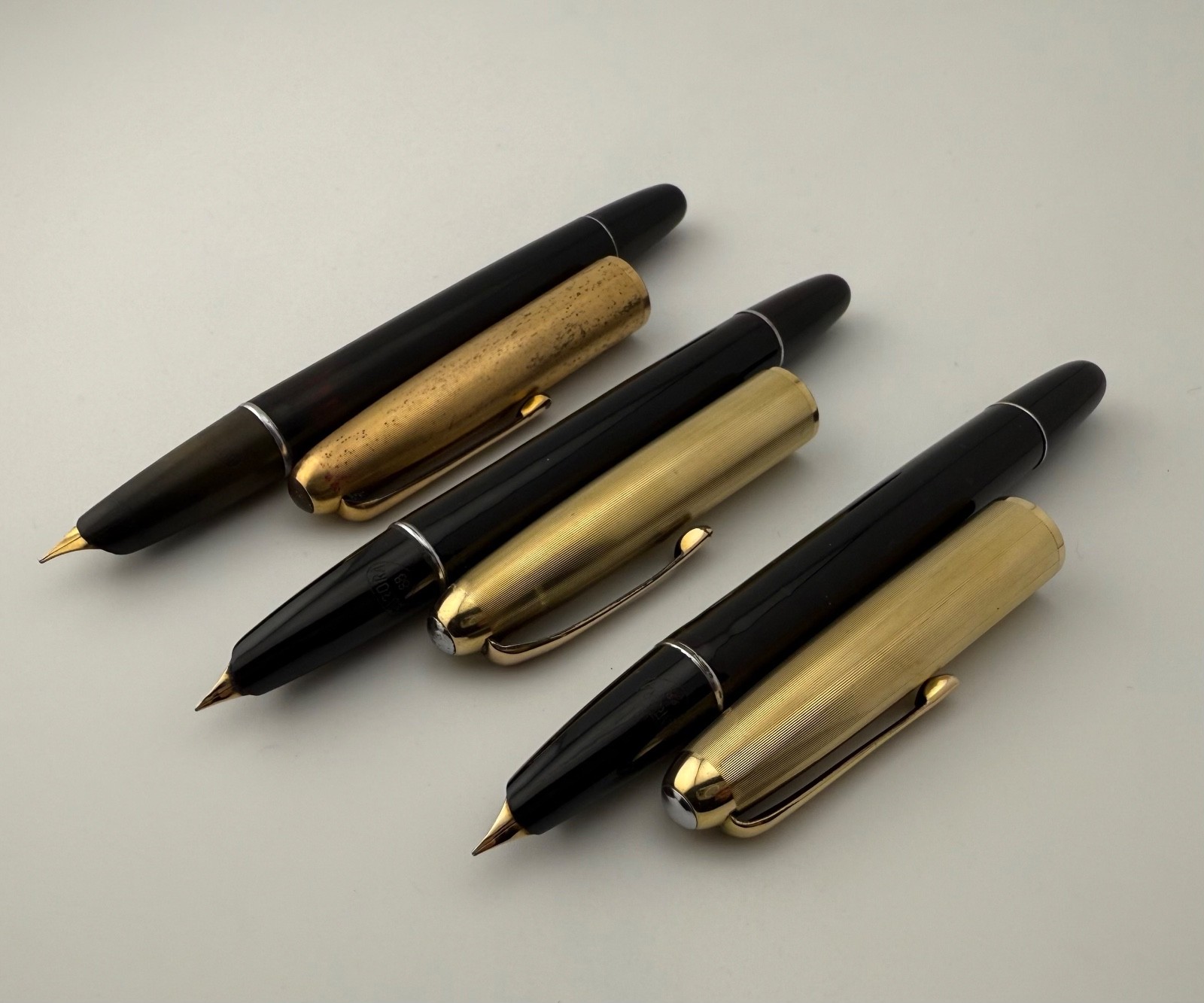 Lot Of 3 Vintage Aurora 88 Fountain Pen 14K Gold Nib - 1950's