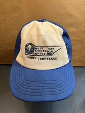 Vintage West Tennessee Electrical Supply Paris Blue White USA Made Snapback Hat