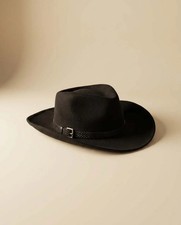Vintage Eric Javits Black Wool Western Hat Designer Cowboy Hat Luxury Felt