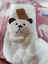 BERKSHIRE FESTIVE HOLIDAY STOCKING WHITE OR GRAY BEAR NEW