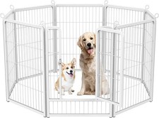 8 Panel Dog Playpen Metal Pet Pen Heavy Duty Indoor/Outdoor Fence 80cm white