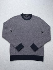 Vince Sweater Mens Small Blue Wool Cashmere Striped Crewneck Pullover Soft Knit