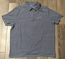Vineyard Vines Polo Shirt Mens Lg Navy White Striped Edgartown Performance Golf
