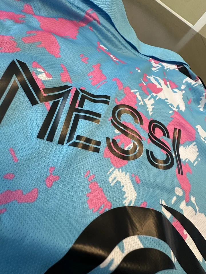 Camiseta de visitante Inter Miami CF Messi #10 azul rosa patrón Adidas talla para hombre ES Foto 3 de 4