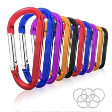 10 Pack 3'' Aluminum Spring Snap Hook Carabiner D Ring Carabiner Clip Camping...