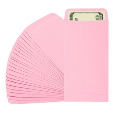 Geldumschlag f&uuml;r 25 Stk, 6,5" x 3,5" f&uuml;r Schecks M&uuml;nzen, Pink