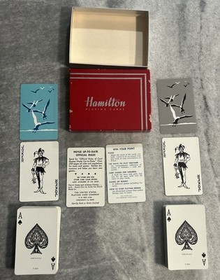 Vintage Hamilton Playing Cards double-deck bridge set, USPCC, c. 1955 1960