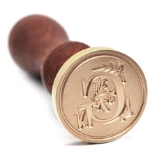 Medieval Initial Alphabet Wax Seal Stamp, Brass Head Wooden Handle, for Thanksgi