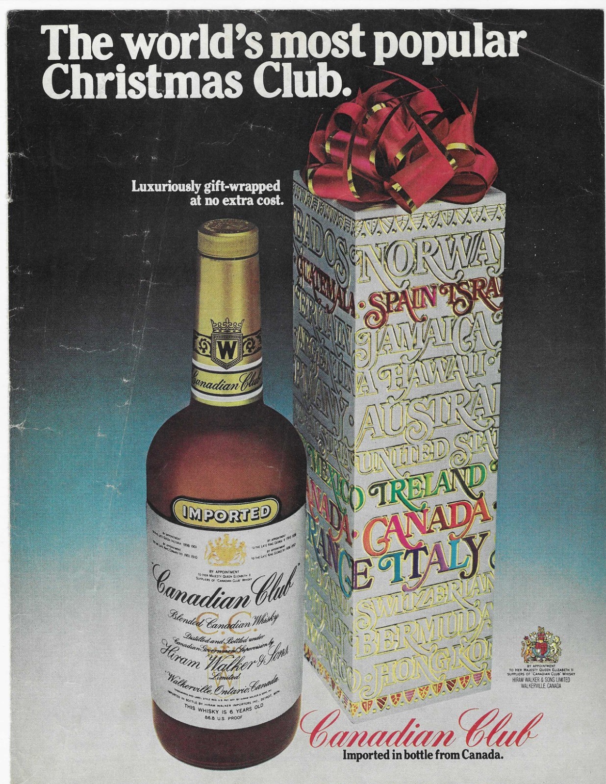 The World's Most Popular Christmas Club  Canadian Club  Original Print Ad
