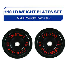 Olympic Bumper 55 Plate Weight Lifting Set 110 Lb Set Steel Hub Black Home Gym